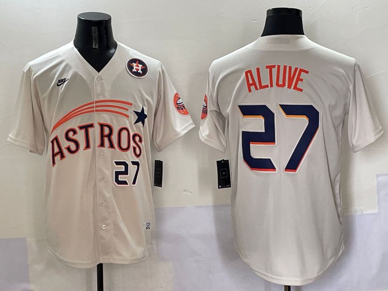 Men Houston Astros #27 Altuve Cream Five generations Joint Name 2025 Nike MLB Jersey style 6
